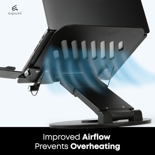 ErgoLith 3 in 1 Laptop Stand for Desk, Book Stand & Phone Holder, Sky Black