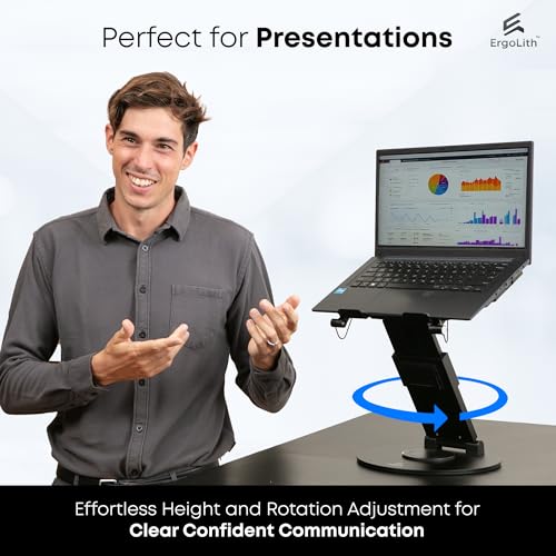 ErgoLith 3 in 1 Laptop Stand for Desk, Book Stand & Phone Holder, Sky Black