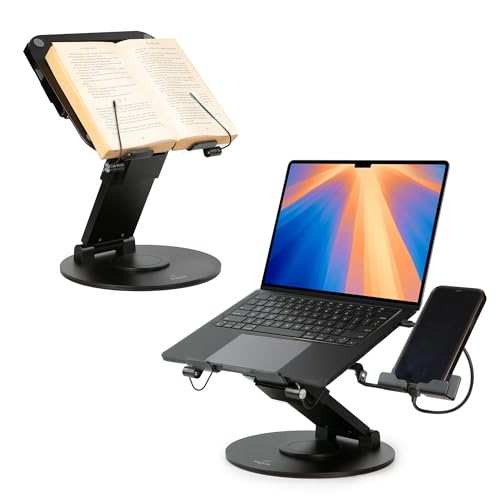 ErgoLith 3 in 1 Laptop Stand for Desk, Book Stand & Phone Holder, Sky Black
