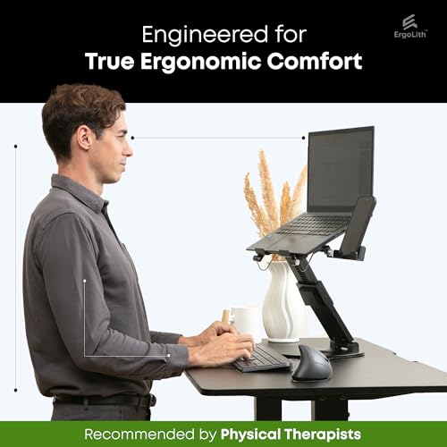 ErgoLith 3 in 1 Laptop Stand for Desk, Book Stand & Phone Holder, Sky Black
