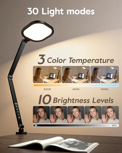 LitONES Clamp Desk Lamp with Eye-Caring LED Lighting