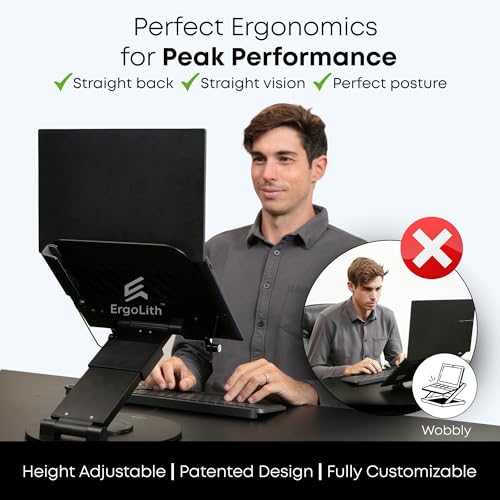 ErgoLith 3 in 1 Laptop Stand for Desk, Book Stand & Phone Holder, Sky Black