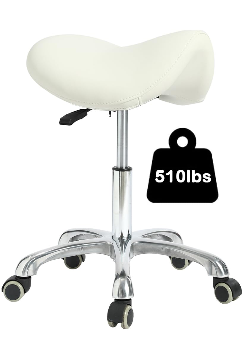 Viviange Adjustable Ergonomic Saddle Stool with Back Support