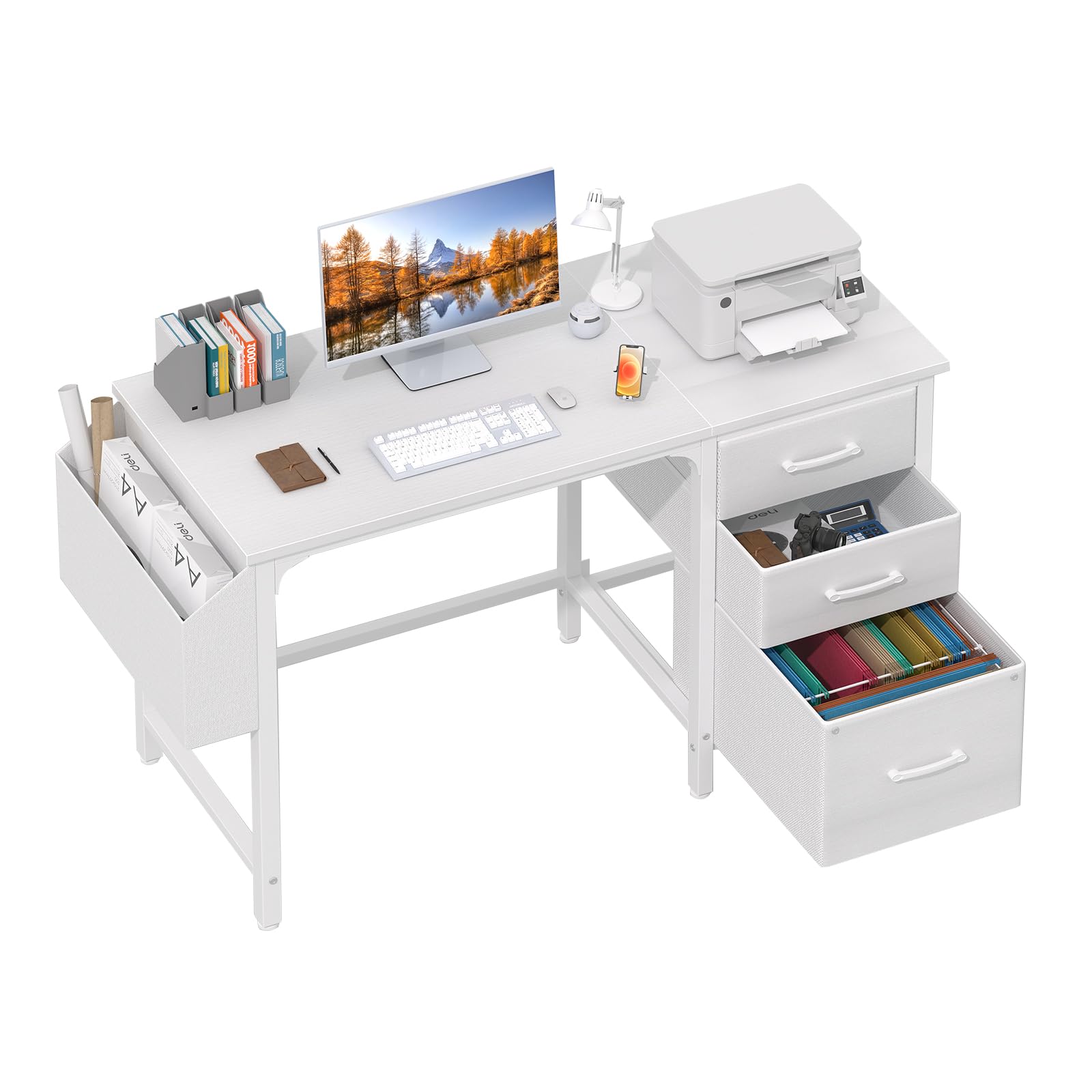 Lufeiya 47-Inch Computer Desk with File Drawers & Storage