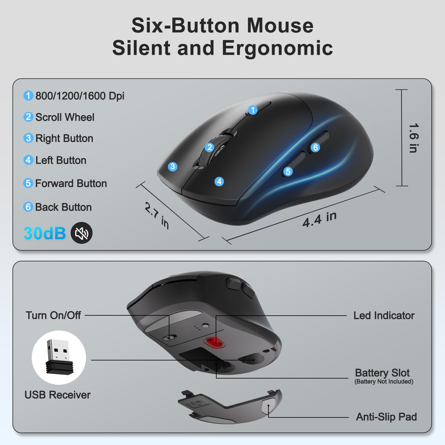 2.4G Wireless Ergonomic Keyboard & Silent Mouse Combo