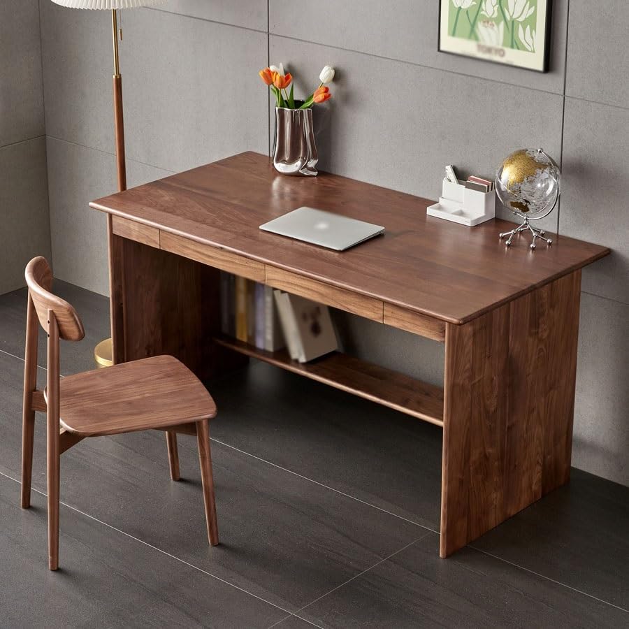 YOUQUEEN Solid Wood Writing Desk for Home Office & Study