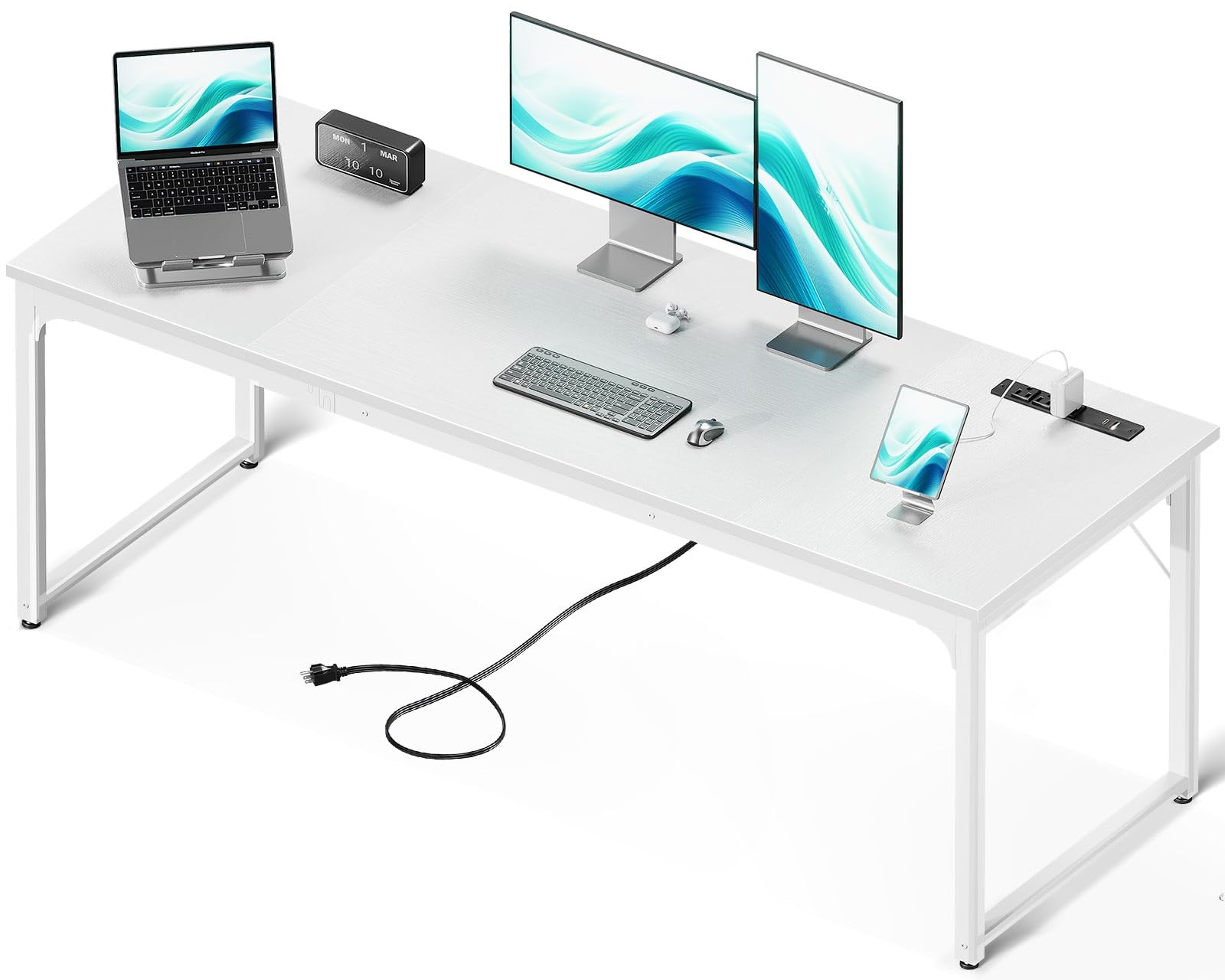 Coleshome Large Computer Desk with Built-In USB Ports