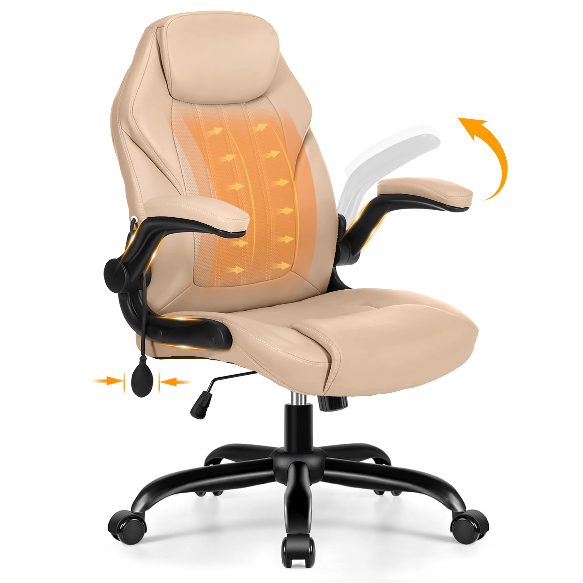 Ylzyxal Ergonomic PU Leather Office Chair with Lumbar Support