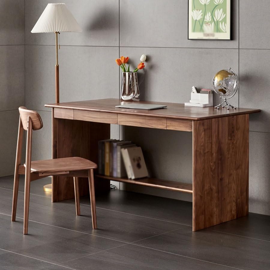 YOUQUEEN Solid Wood Writing Desk for Home Office & Study