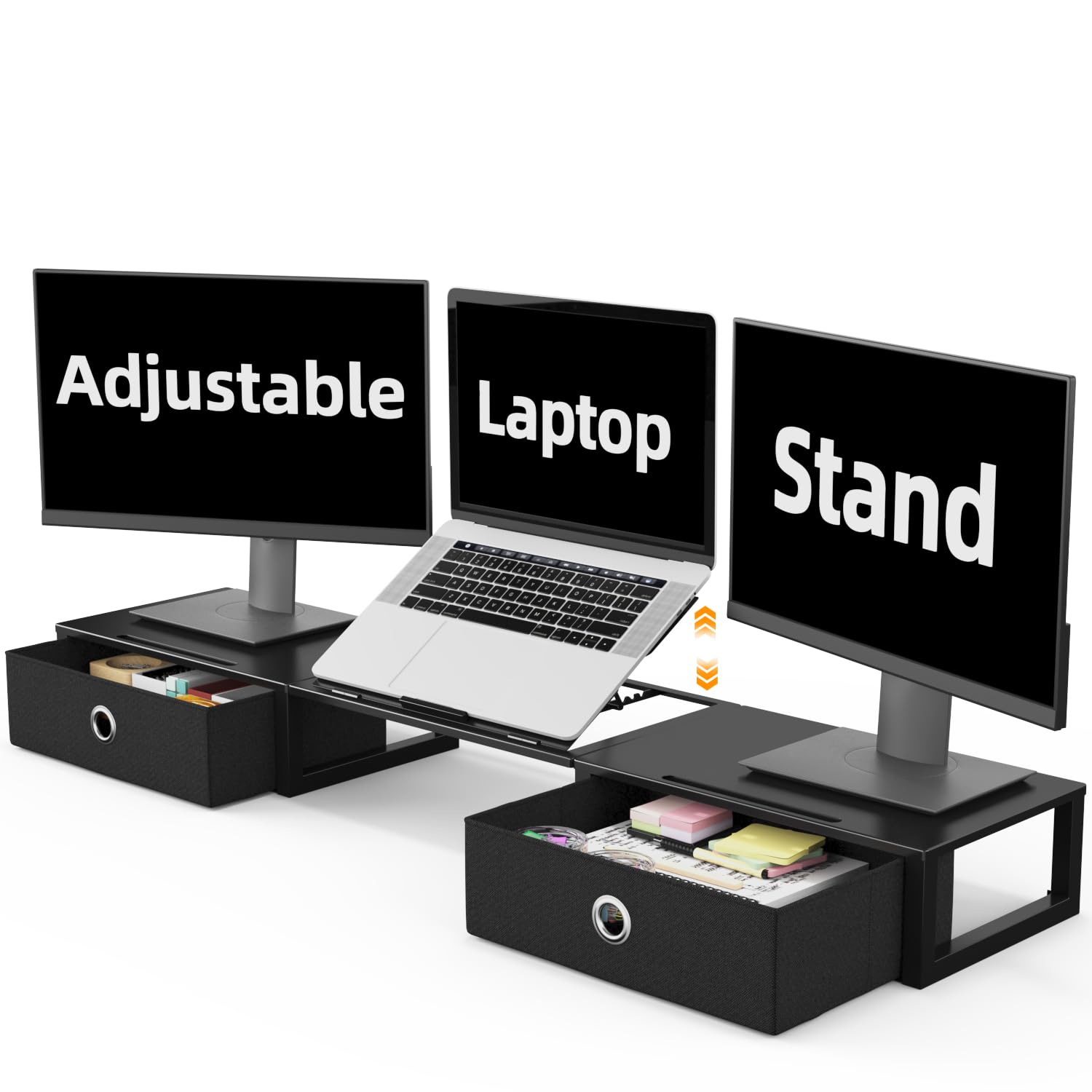 WESTREE Dual Monitor Stand Riser with Laptop Stand & Drawer