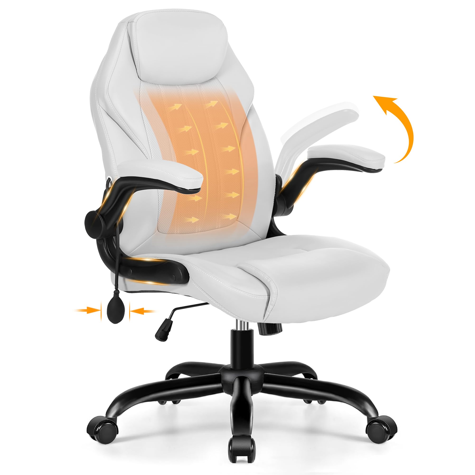 Ylzyxal Ergonomic PU Leather Office Chair with Lumbar Support