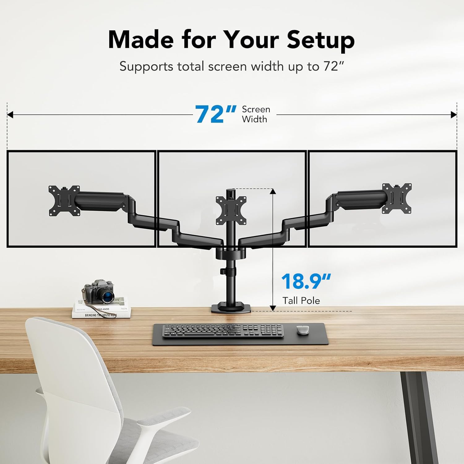 HUANUO Triple Monitor Mount for 13-27 Inch Screens