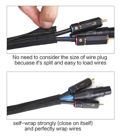 Alex Tech Cord Protector Wire Loom Tubing Cable Sleeve Split Sleeving for USB Cable Power Cord Audio Video Cable – Protect Cat from Chewing Cords