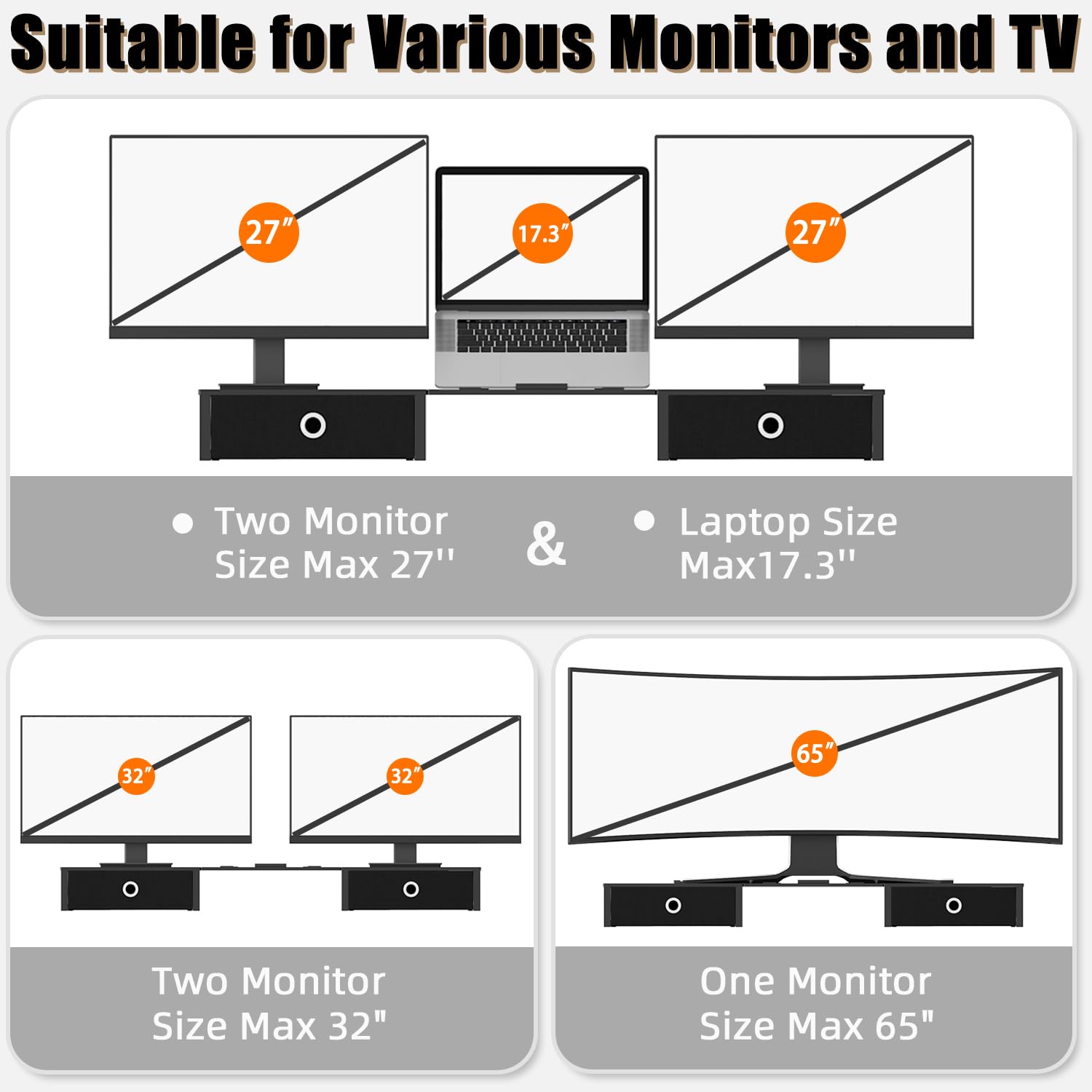 WESTREE Dual Monitor Stand Riser with Laptop Stand & Drawer