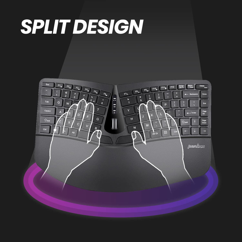 Perixx PERIDUO-406, Wired Mini Ergonomic Split Keyboard and Vertical Mouse Combo