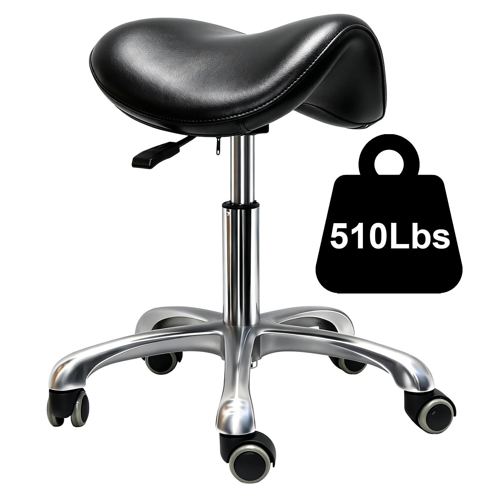 Viviange Adjustable Ergonomic Saddle Stool with Back Support