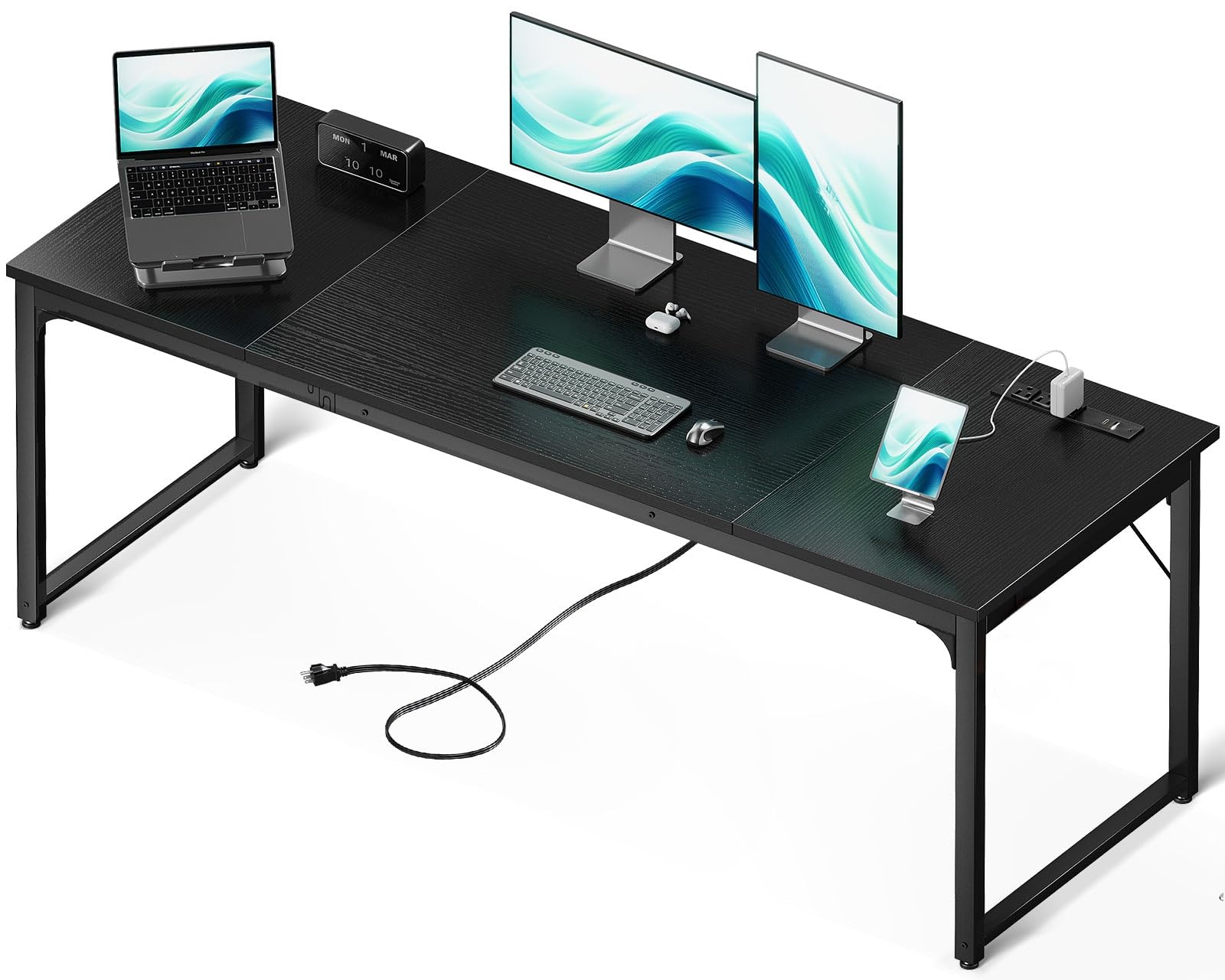 Coleshome Large Computer Desk with Built-In USB Ports