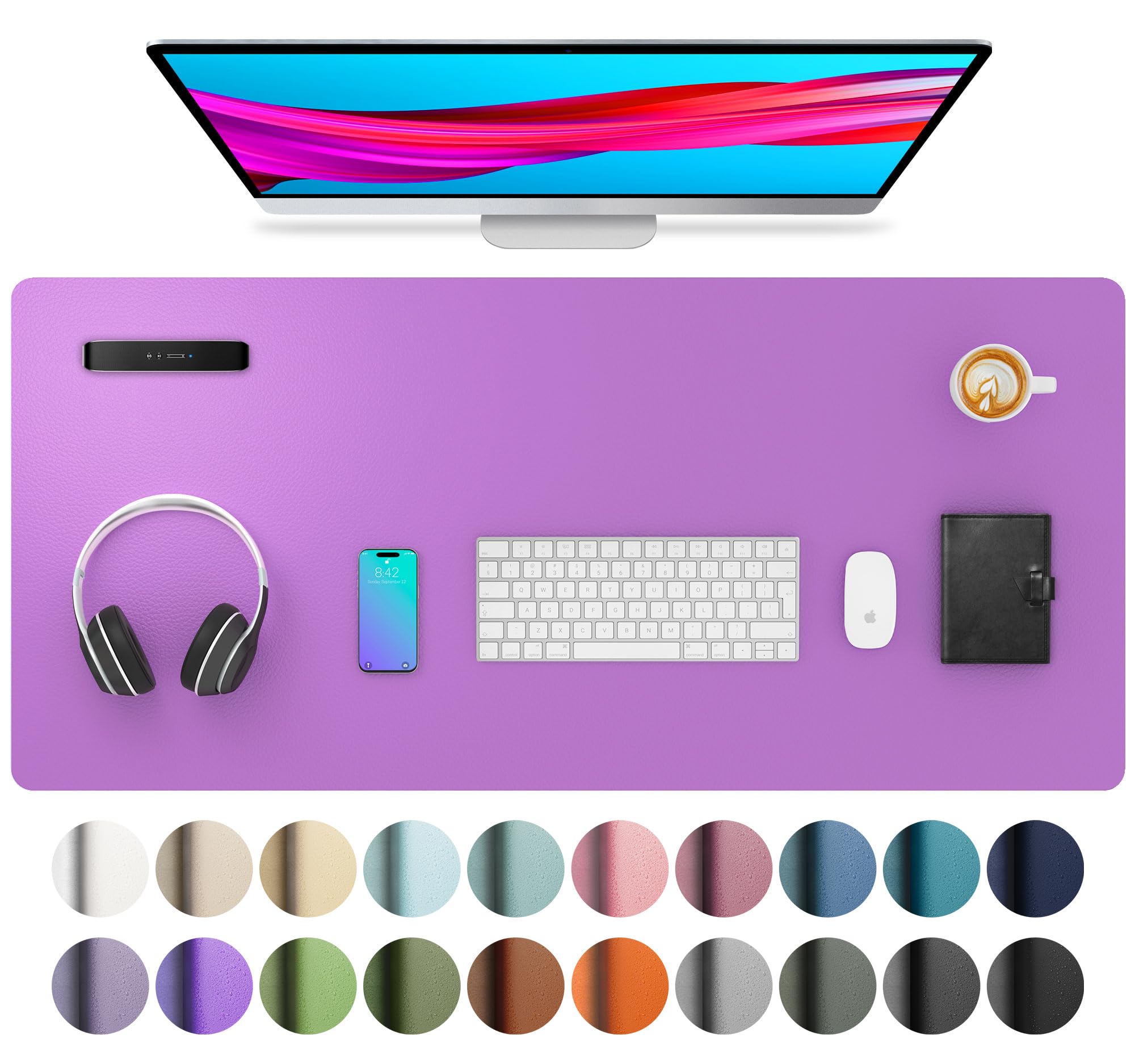 Waterproof PU Leather Desk Pad & Mouse Pad with Non-Slip Base