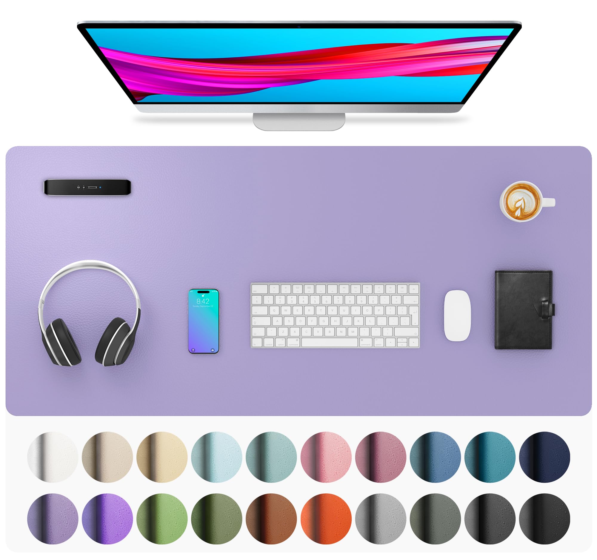 Waterproof PU Leather Desk Pad & Mouse Pad with Non-Slip Base