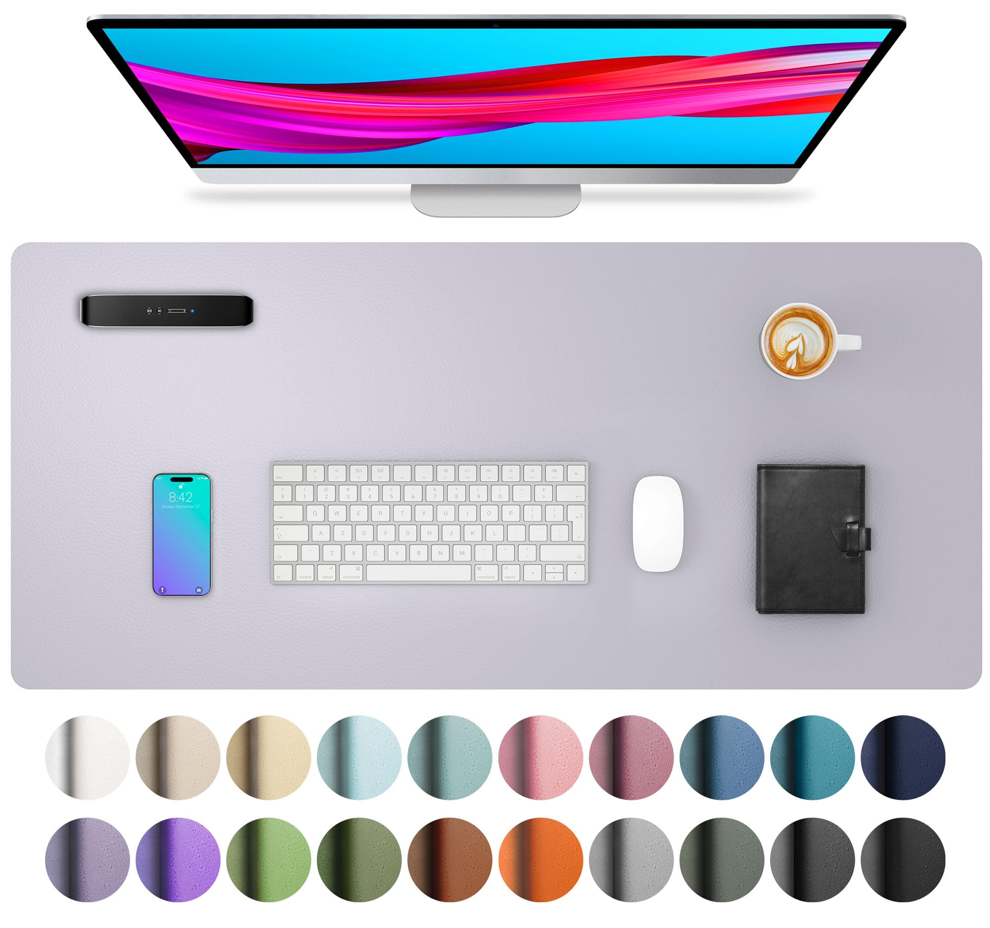 Waterproof PU Leather Desk Pad & Mouse Pad with Non-Slip Base