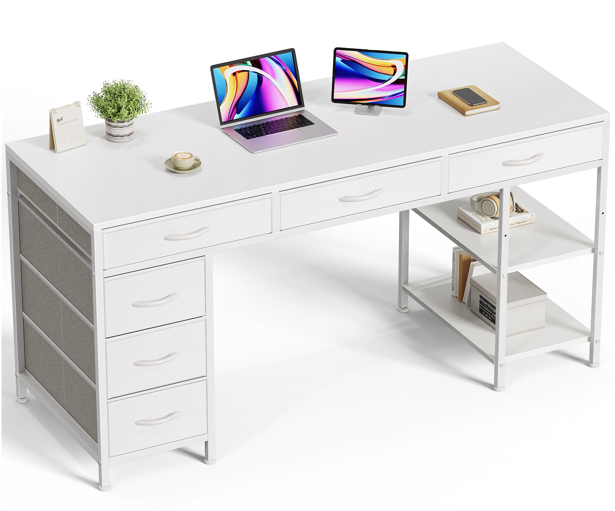 Huuger 6-Drawer Computer Desk with Reversible Storage