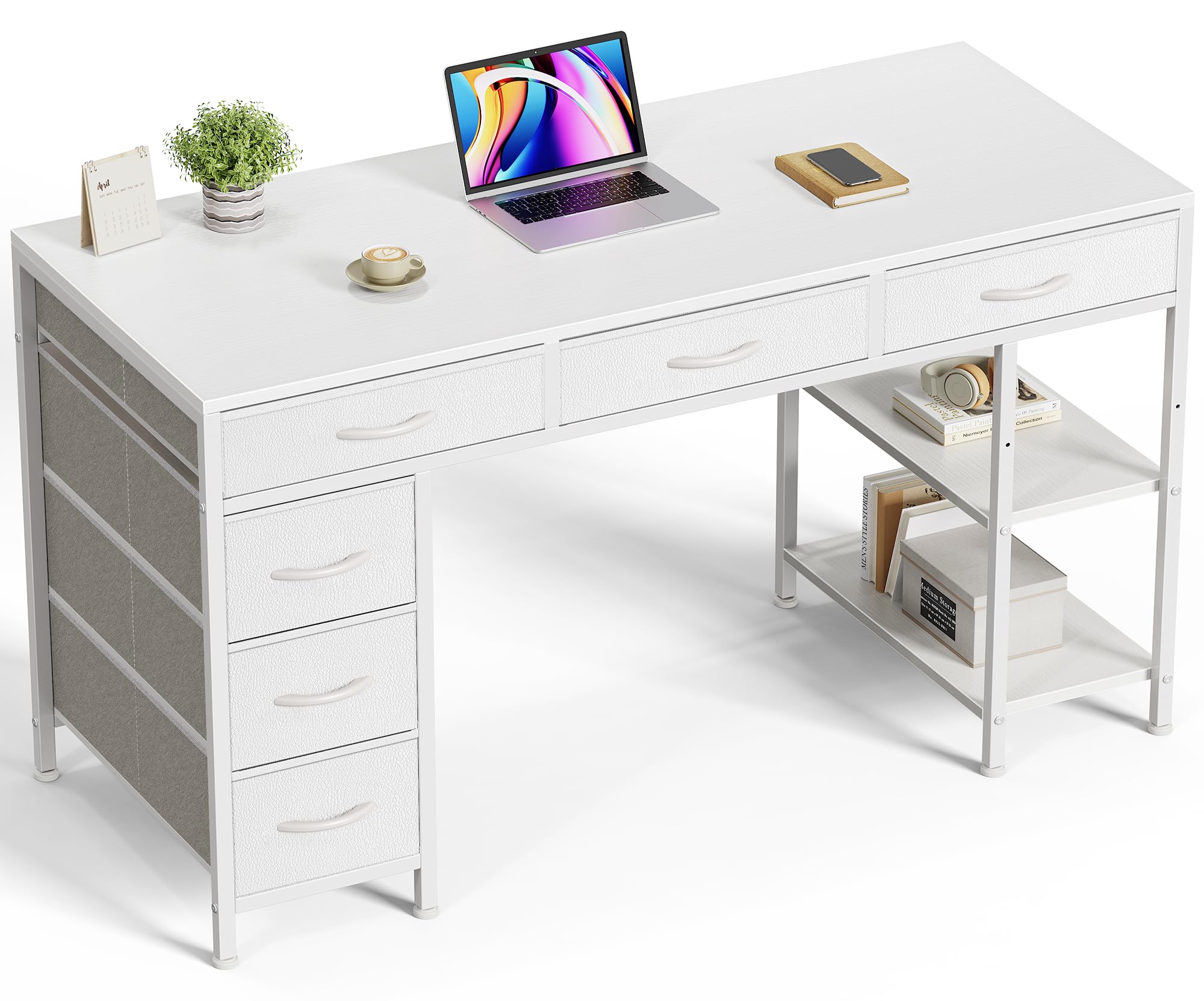 Huuger 6-Drawer Computer Desk with Reversible Storage