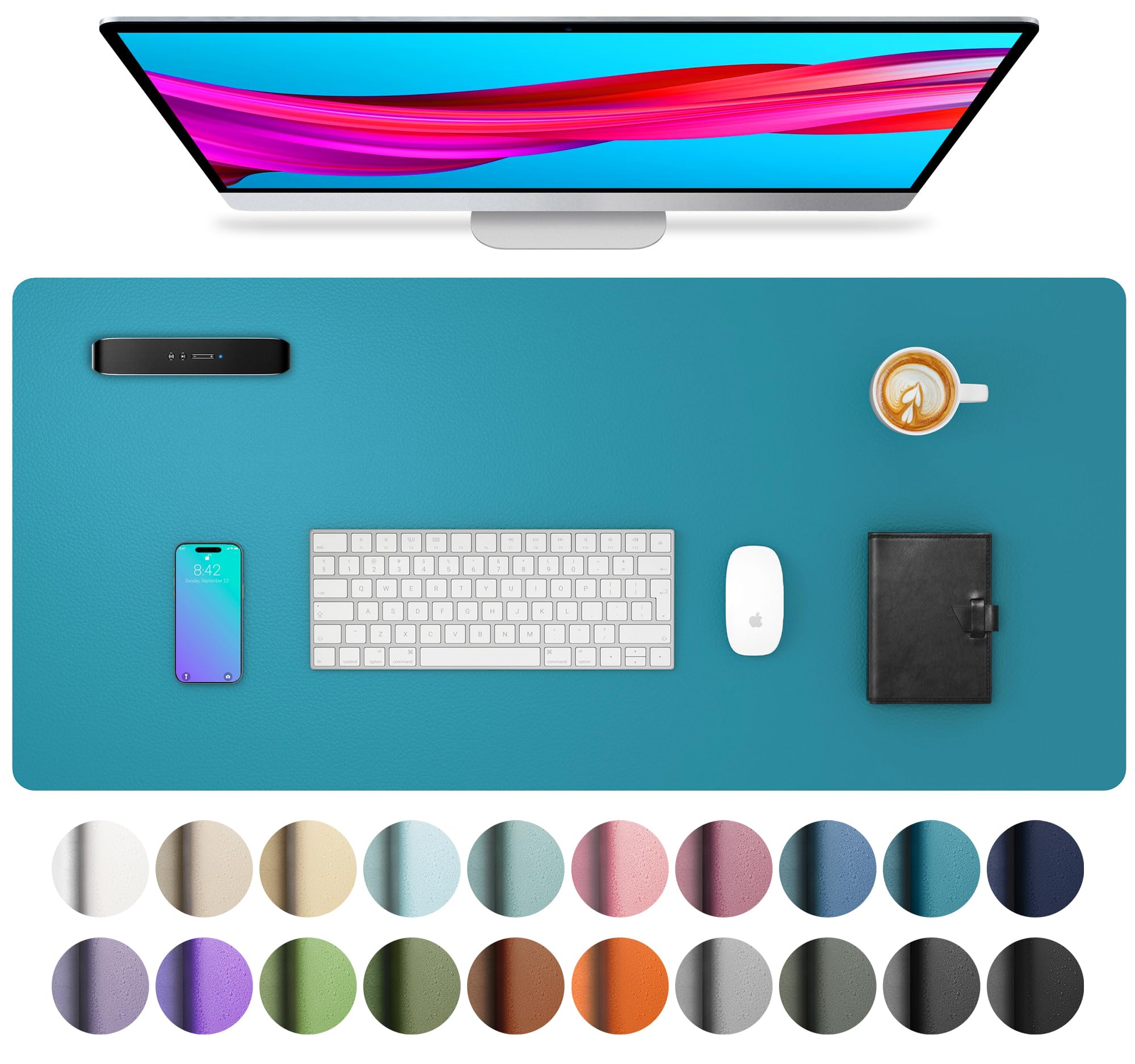 Waterproof PU Leather Desk Pad & Mouse Pad with Non-Slip Base