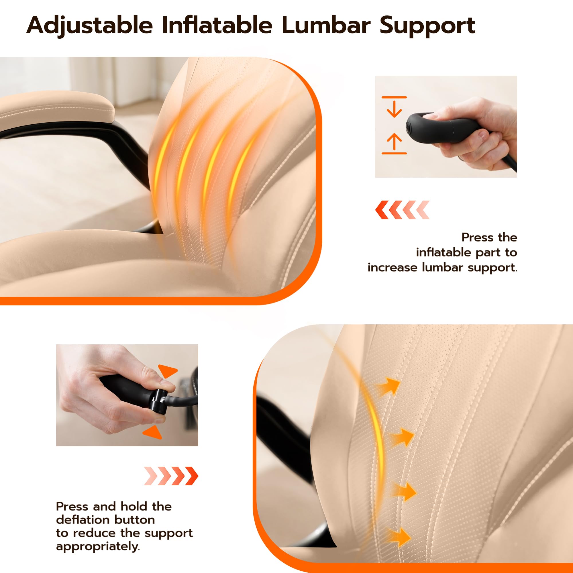 Ylzyxal Ergonomic PU Leather Office Chair with Lumbar Support