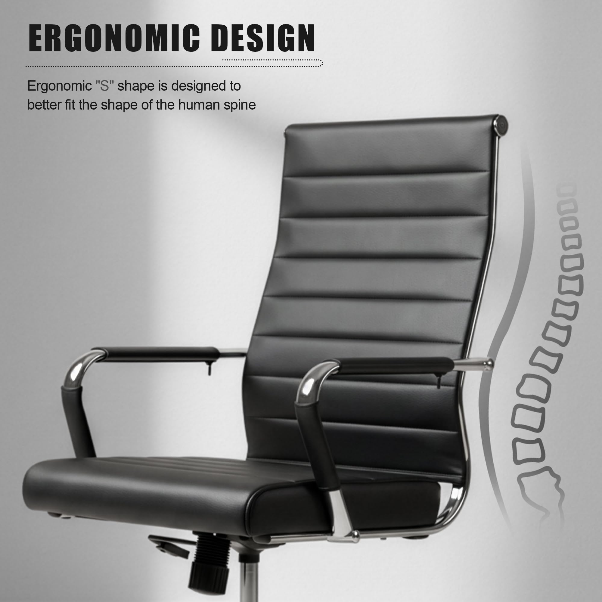 Okeysen Ergonomic Leather Office Chair with Swivel Base