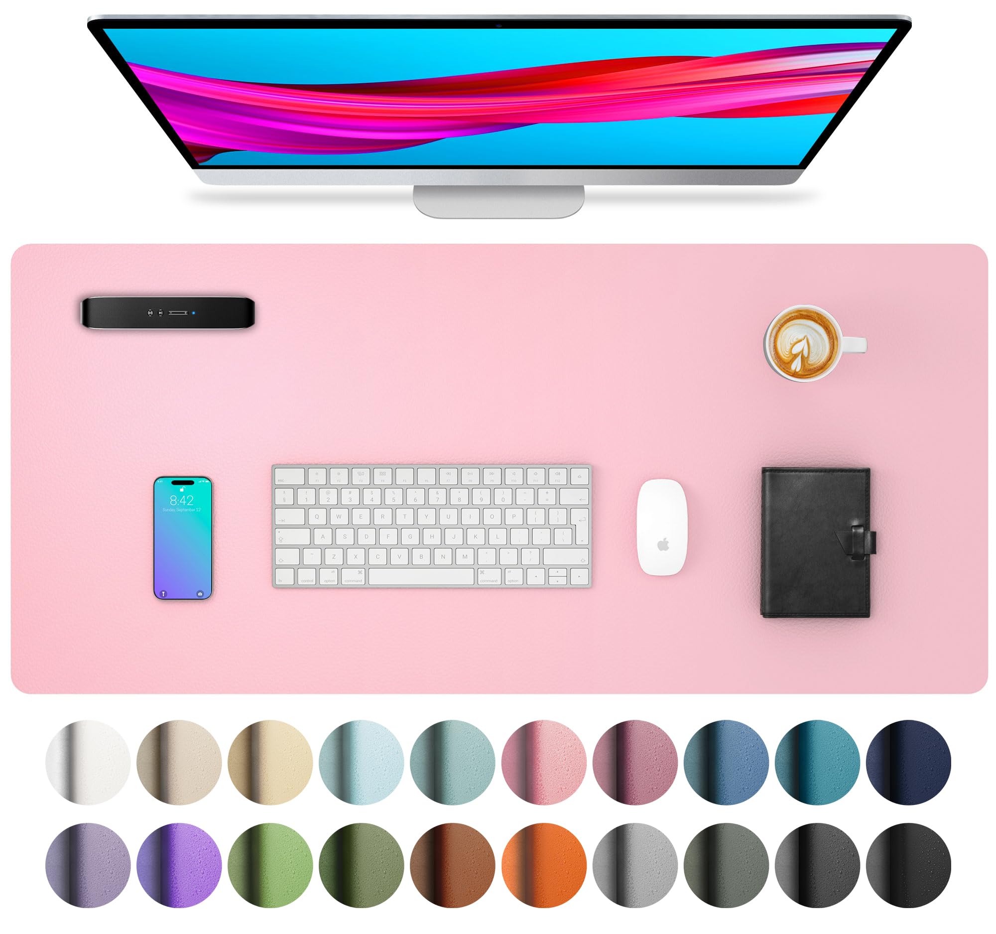 Waterproof PU Leather Desk Pad & Mouse Pad with Non-Slip Base