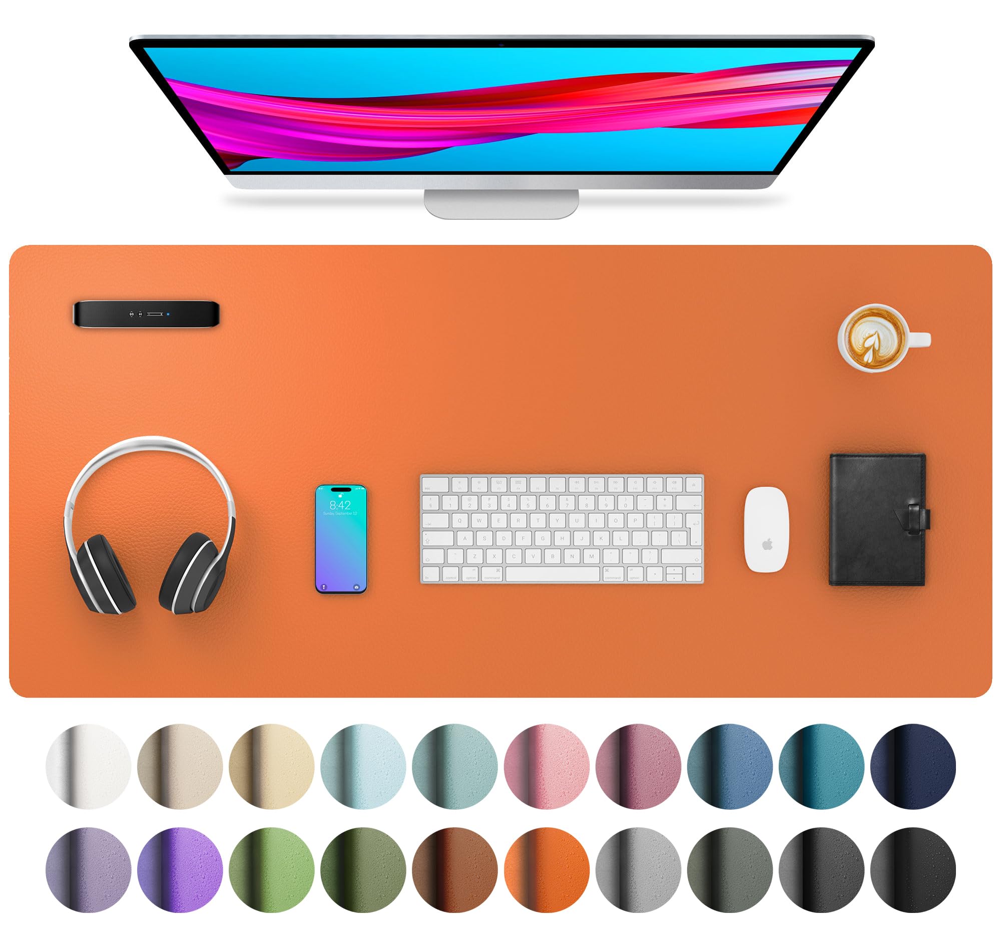 Waterproof PU Leather Desk Pad & Mouse Pad with Non-Slip Base