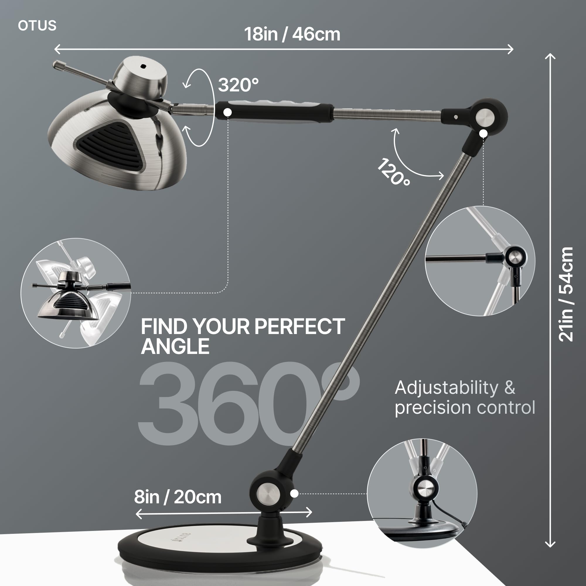 OTUS Tall LED Architect Desk Lamp with Gesture Control