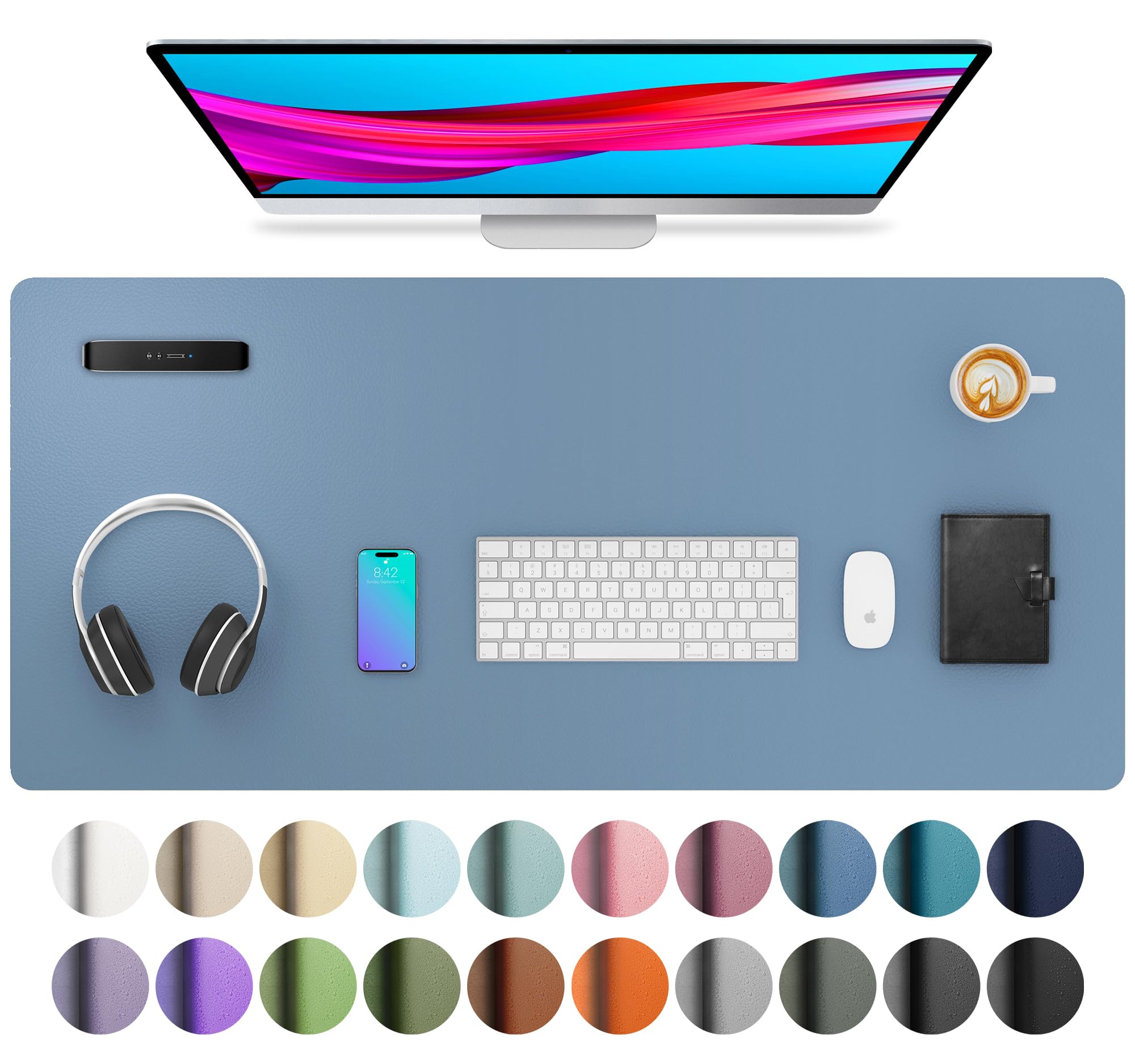 Waterproof PU Leather Desk Pad & Mouse Pad with Non-Slip Base