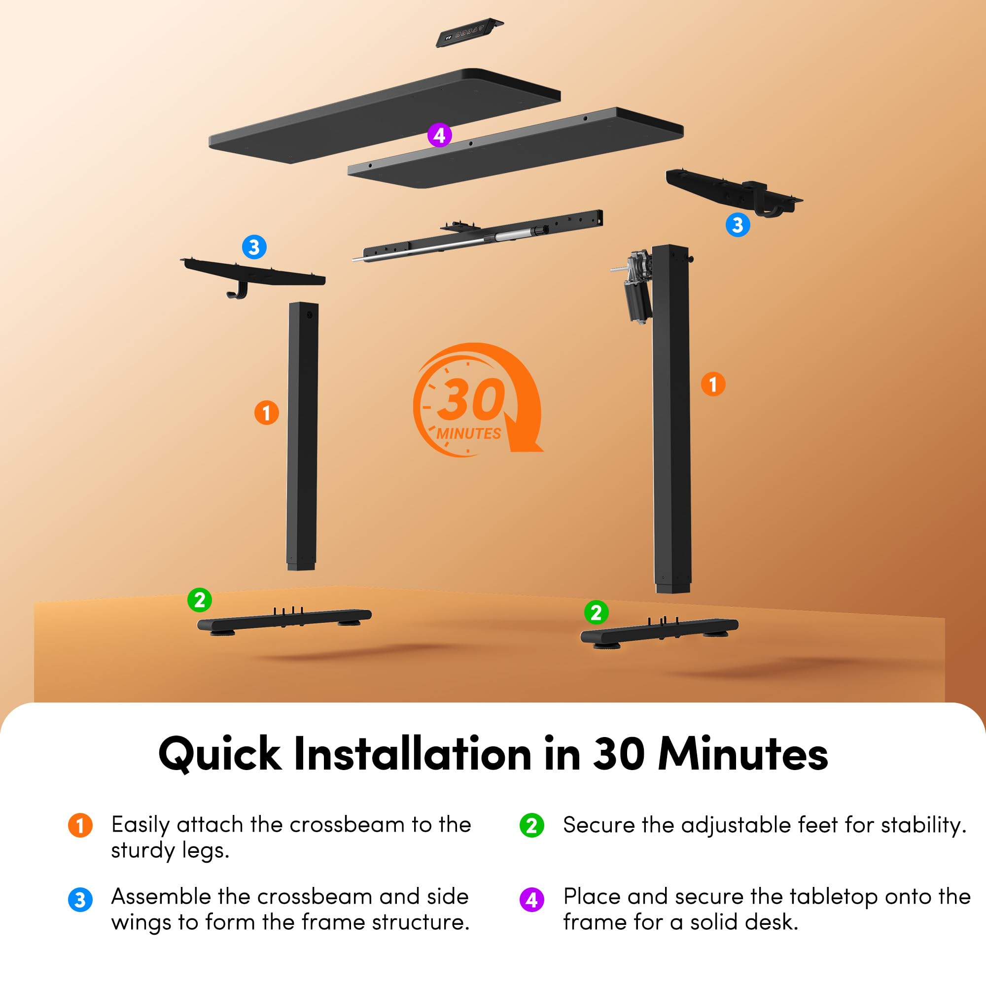 FEZIBO Standing Desk Electric Height Adjustable