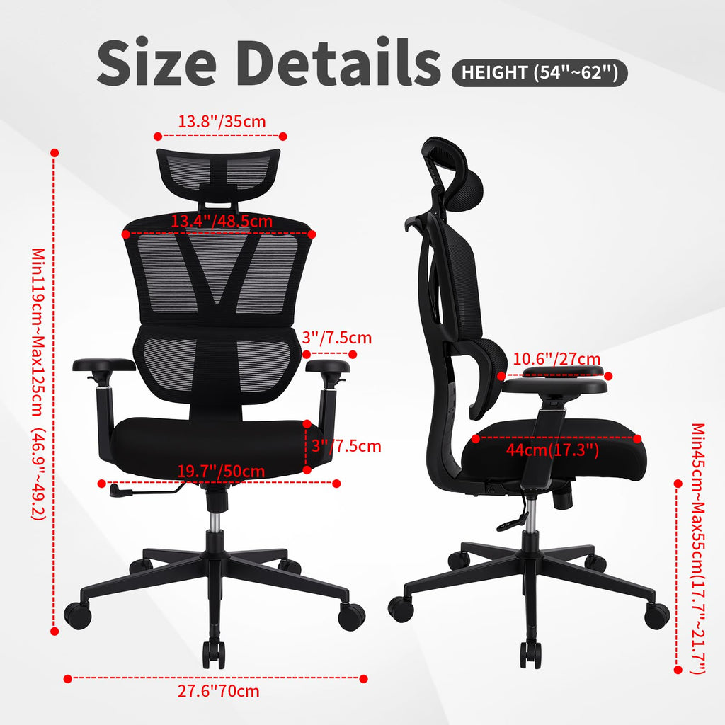 Ergonomic Mesh Office Chair with 400 lb Capacity, Ideal for Office & Home