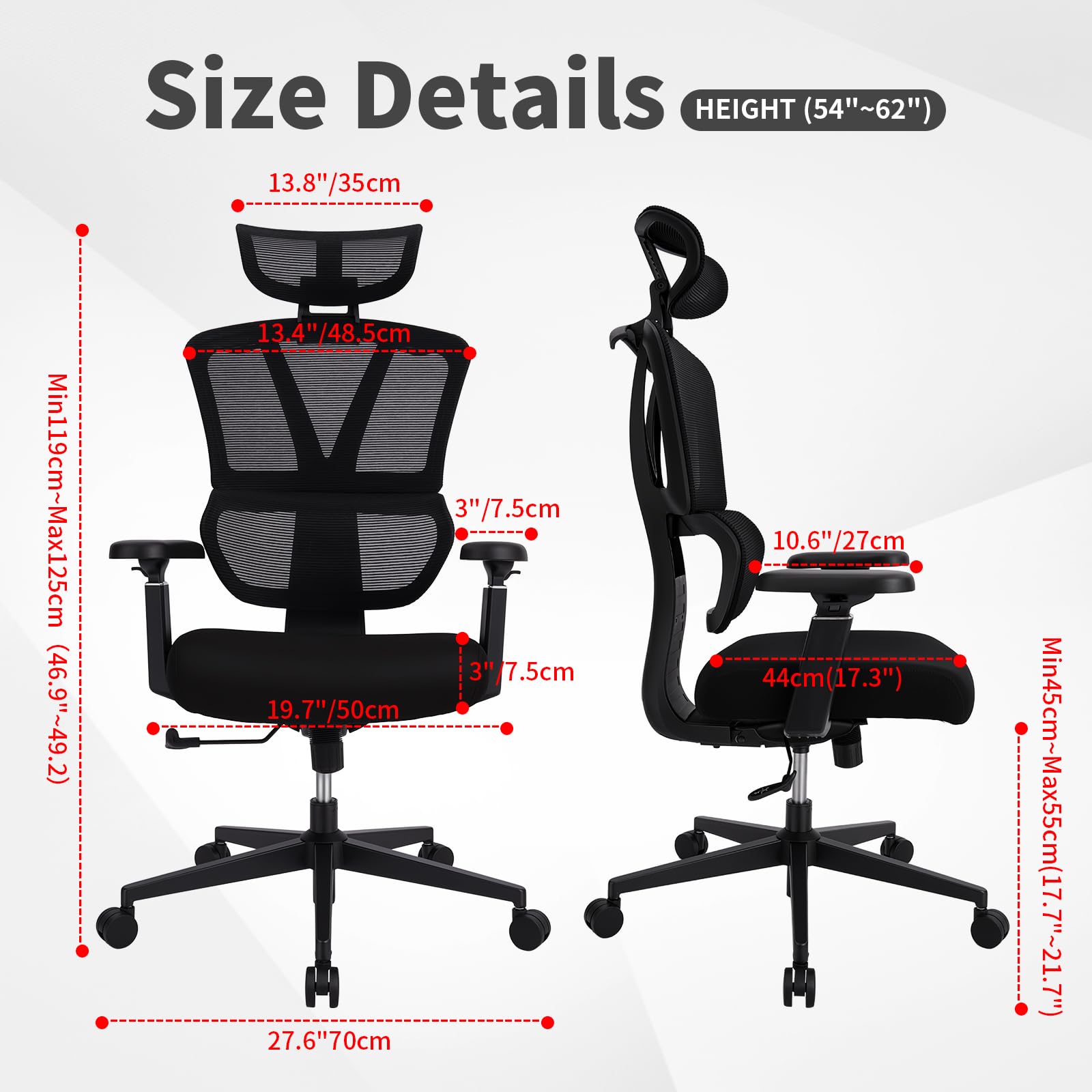 Ergonomic Mesh Office Chair with 400 lb Capacity, Ideal for Office & Home