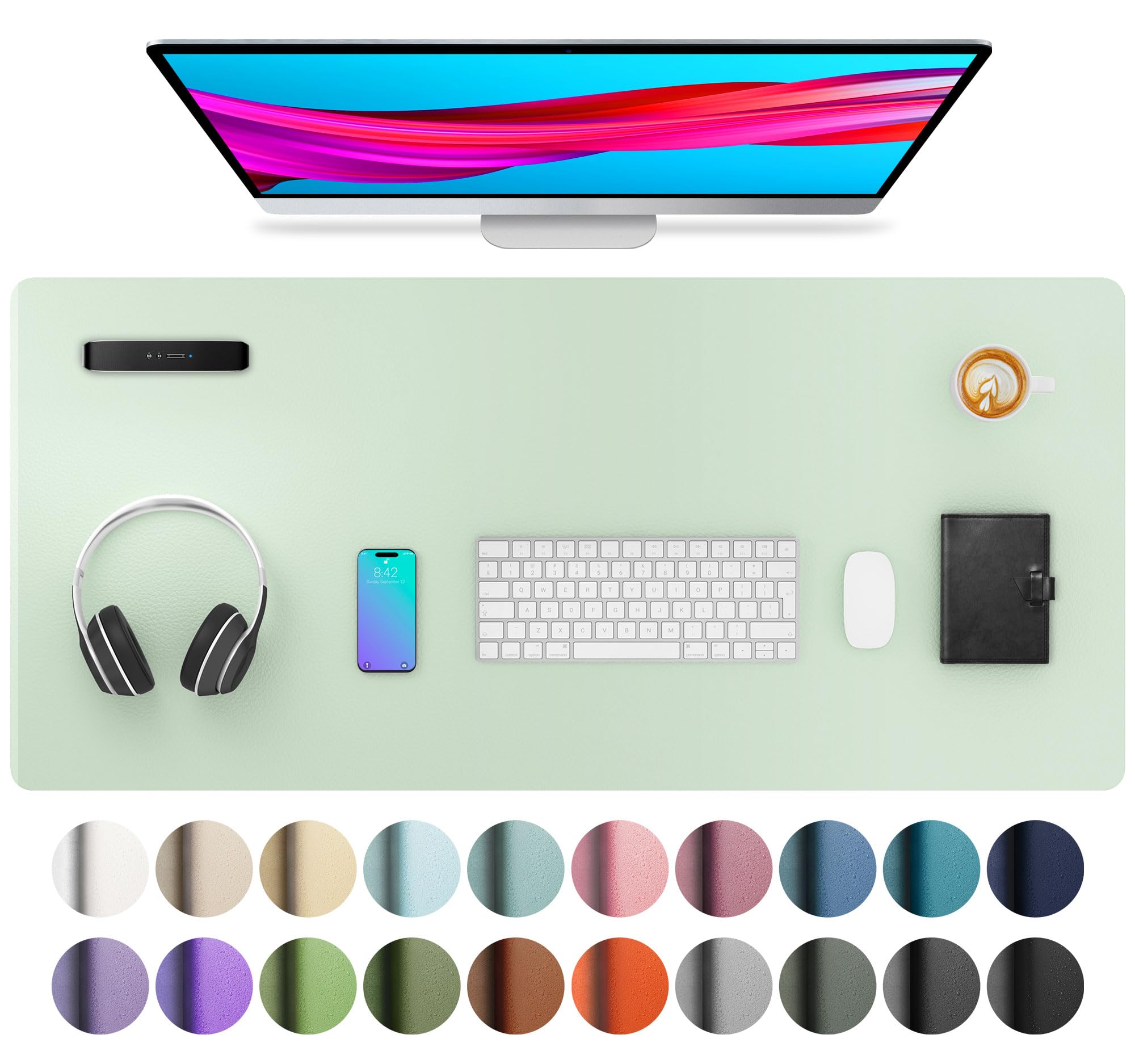 Waterproof PU Leather Desk Pad & Mouse Pad with Non-Slip Base