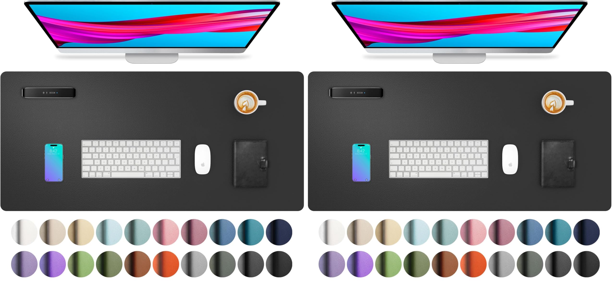 Waterproof PU Leather Desk Pad & Mouse Pad with Non-Slip Base