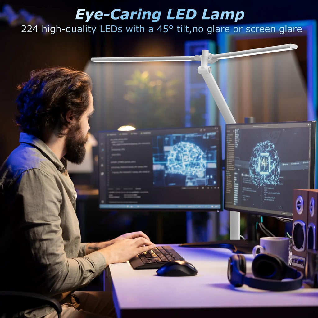 Airlonv 17-Inch LED Clamp Desk Lamp with Stepless Dimming