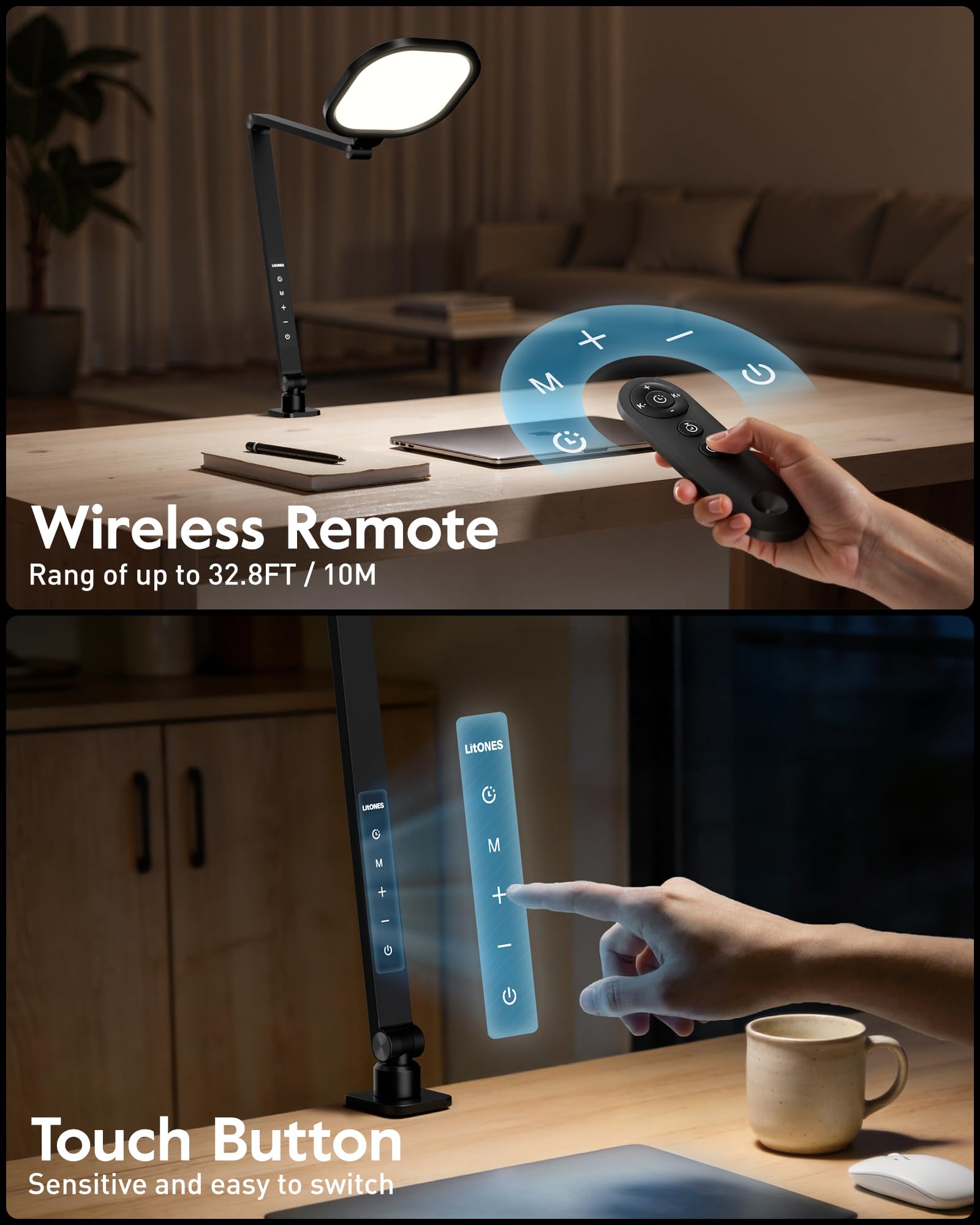 LitONES Clamp Desk Lamp with Eye-Caring LED Lighting
