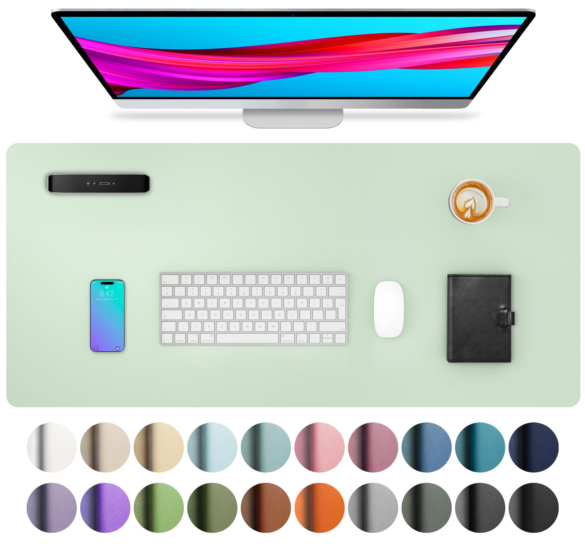 Waterproof PU Leather Desk Pad & Mouse Pad with Non-Slip Base