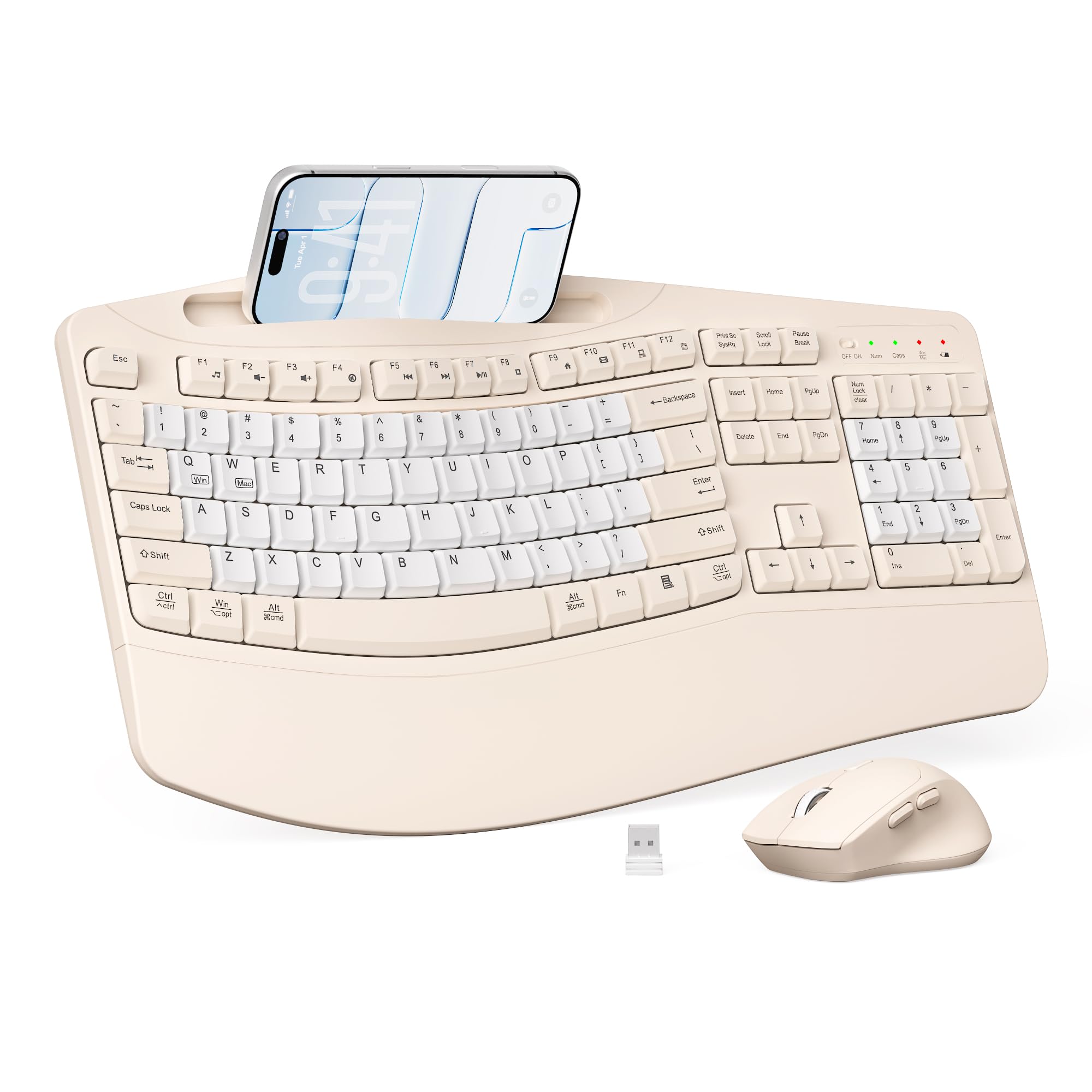 2.4G Wireless Ergonomic Keyboard & Silent Mouse Combo