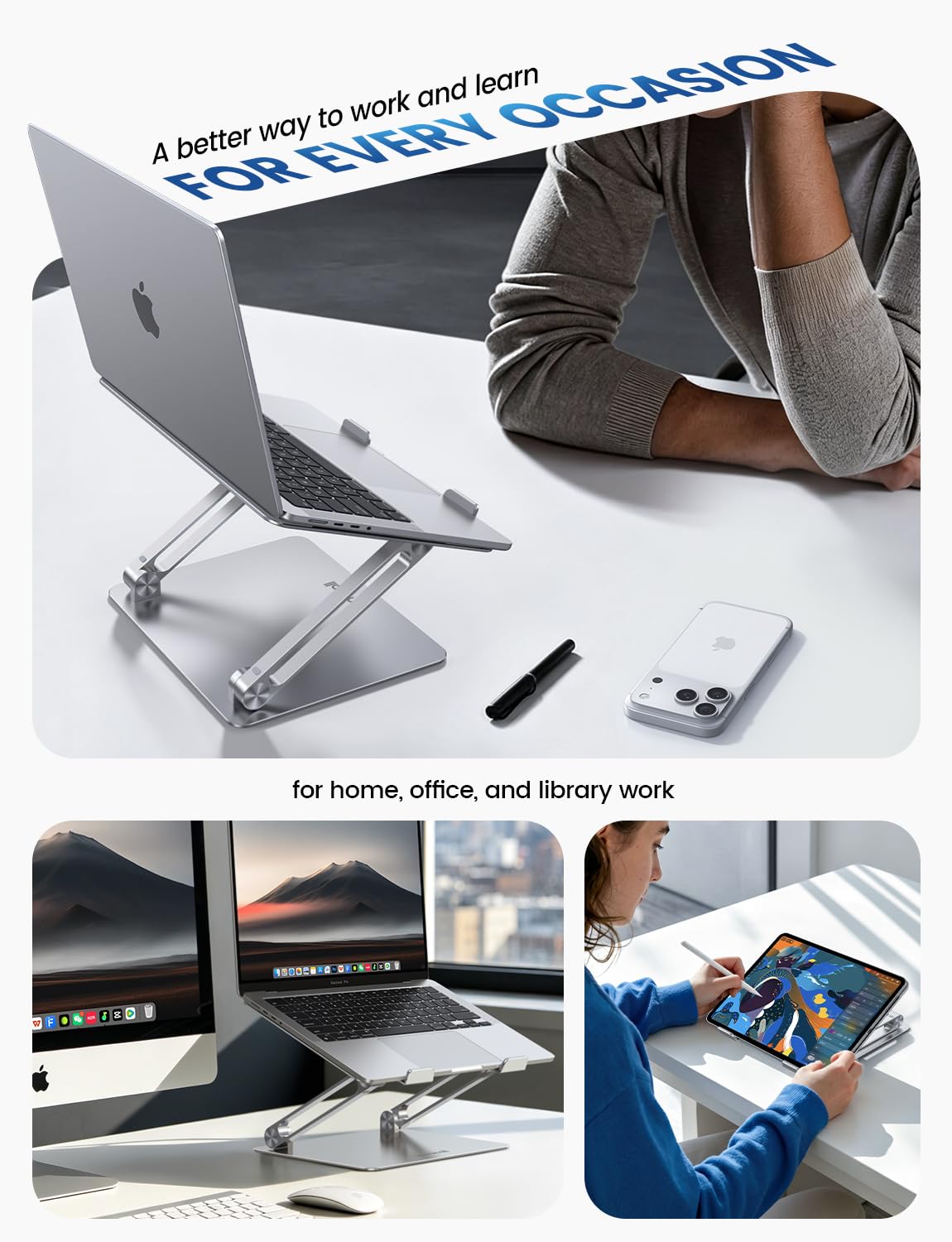 Lamicall Adjustable Laptop Stand for Desk for MacBook Air Pro HP 10-17.3''
