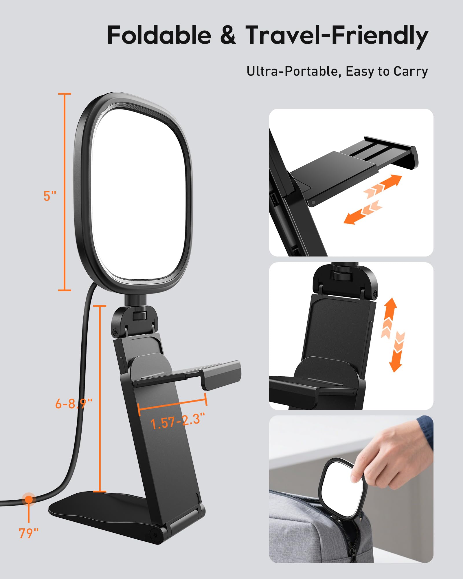 LitONES Webcam Ring Light with Screen-Safe Monitor Clip