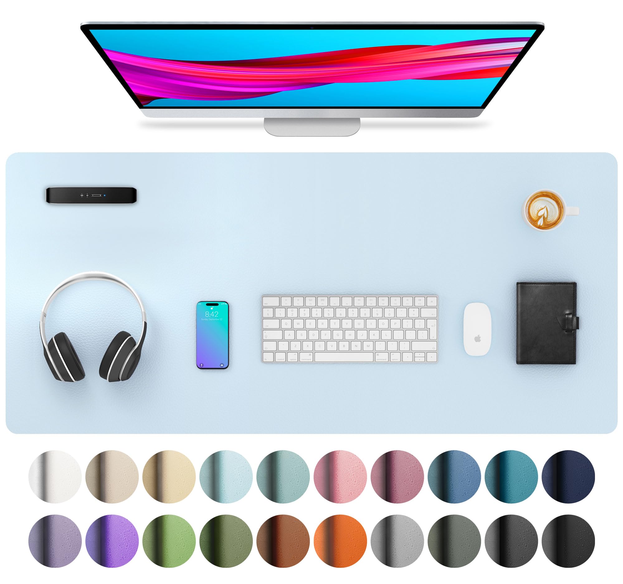 Waterproof PU Leather Desk Pad & Mouse Pad with Non-Slip Base