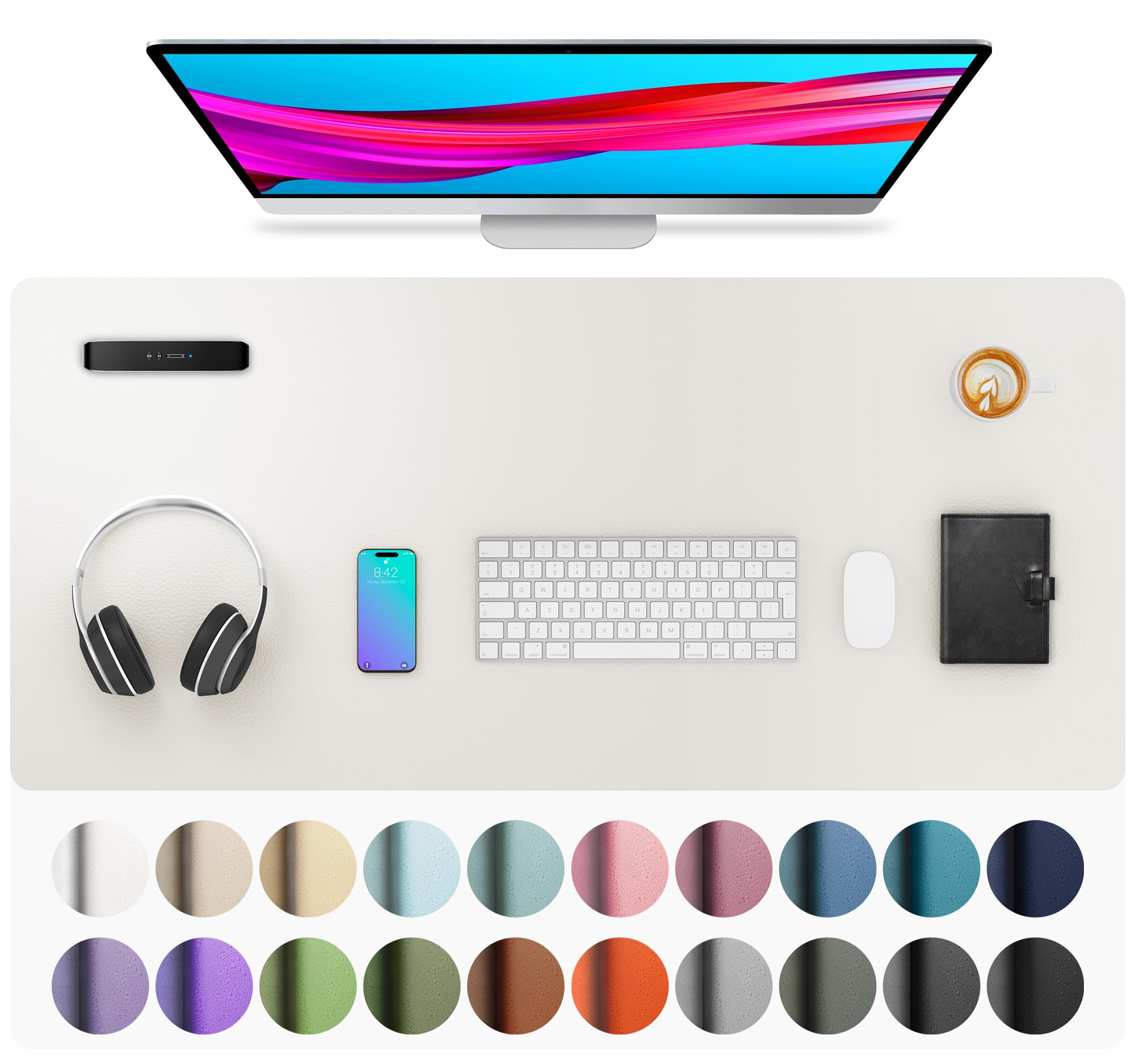 Waterproof PU Leather Desk Pad & Mouse Pad with Non-Slip Base