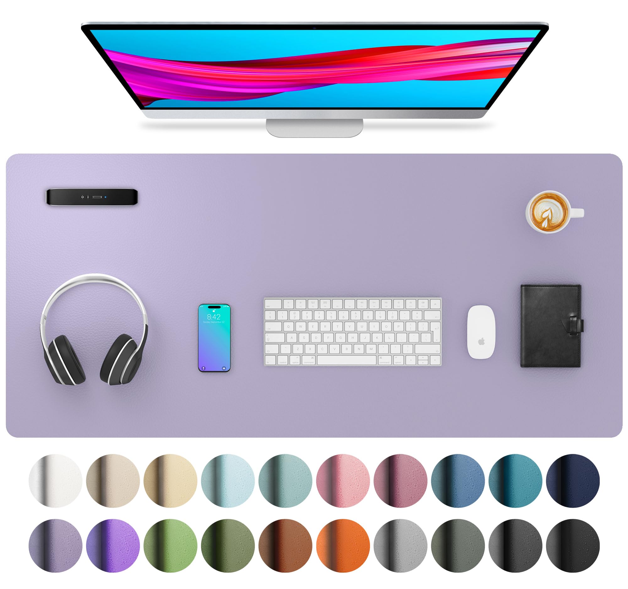 Waterproof PU Leather Desk Pad & Mouse Pad with Non-Slip Base