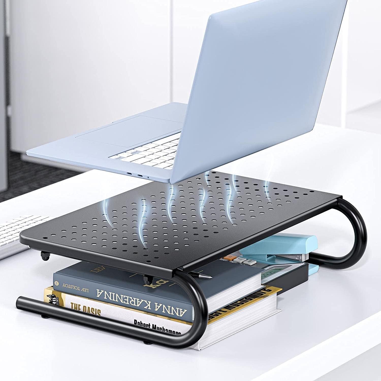 HUANUO Monitor Stand Riser with Vented Laptop Shelf