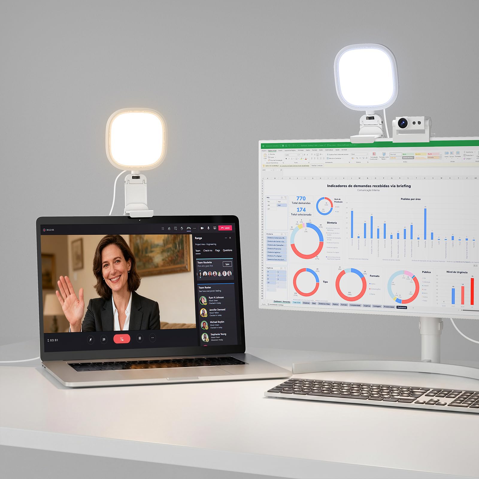 LitONES Webcam Ring Light with Screen-Safe Monitor Clip