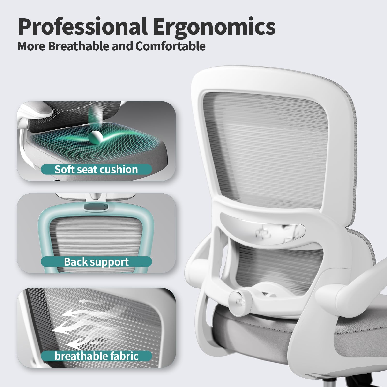 TRALT Ergonomic Mesh Office Chair with Lumbar Support